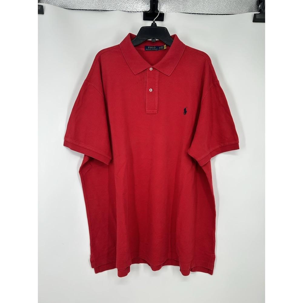 Polo Ralph Lauren Short Sleeve Polo Shirt Basic‎ Solid Red Size 2XL Big 2XB